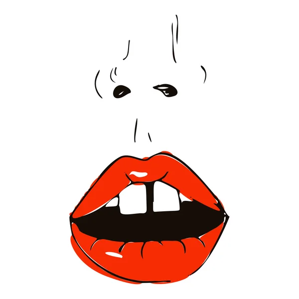 Mano disegnato sexy labbra schizzo — Vettoriale Stock