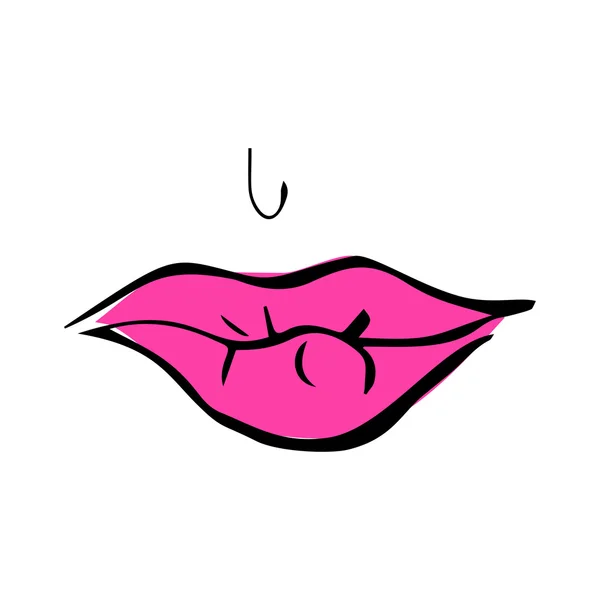 Elle çizilmiş seksi dudaklar kroki — Stok Vektör