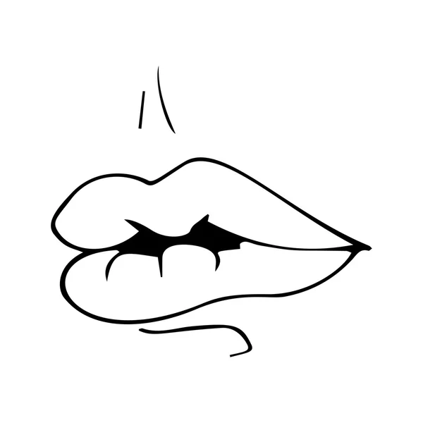 Mano disegnato sexy labbra schizzo — Vettoriale Stock