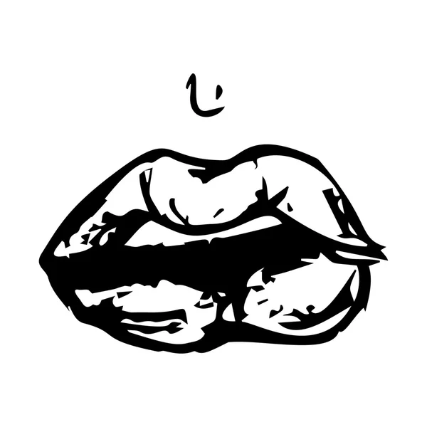 Handgezeichnete sexy Lippen Skizze — Stockvektor