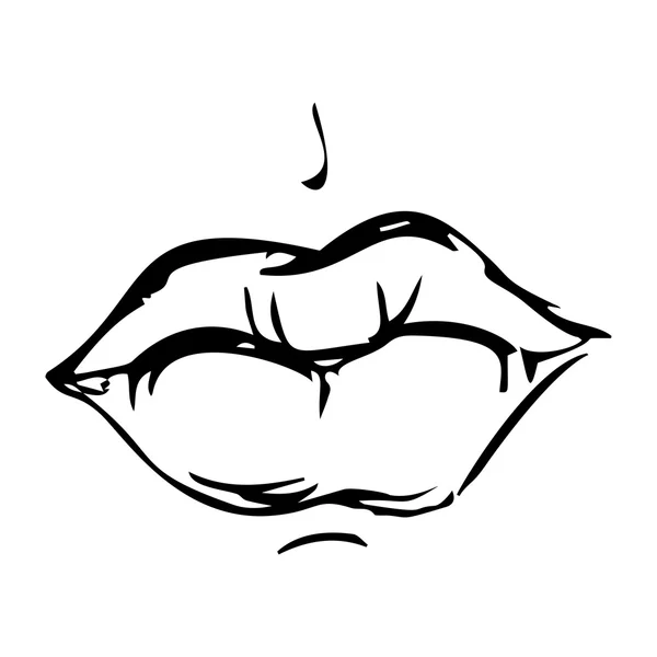 Dibujo de labios sexy dibujado a mano — Vector de stock