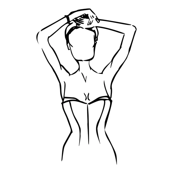 Outline Moda donna silhouette — Vettoriale Stock