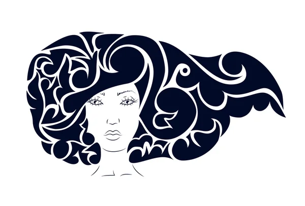 Szép nő, dekoratív haj — Stock Vector