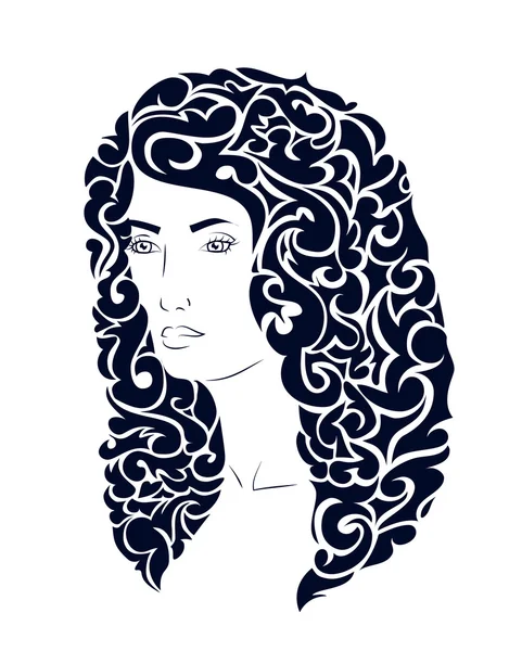Szép nő, dekoratív haj — Stock Vector