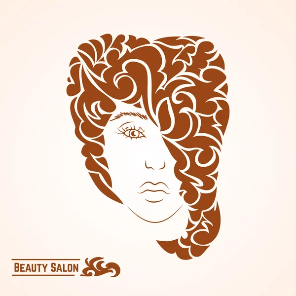 Hermosa mujer con cabello decorativo — Vector de stock