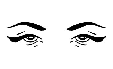 Dişi gözler ve kaşlar. Kadın gözü tasarımı. Vektör illüstrasyonu