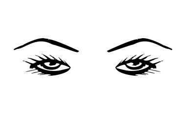 Dişi gözler ve kaşlar. Kadın gözü tasarımı. Vektör illüstrasyonu