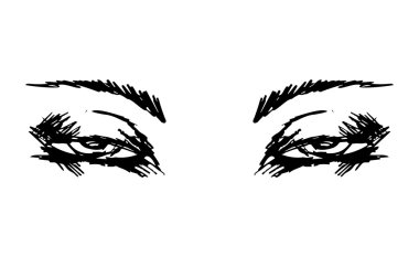 Dişi gözler ve kaşlar. Kadın gözü tasarımı. Vektör illüstrasyonu