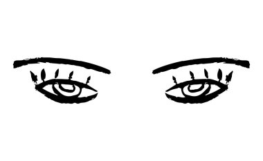 Dişi gözler ve kaşlar. Kadın gözü tasarımı. Vektör illüstrasyonu