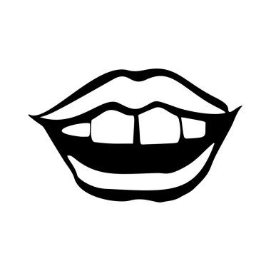 Kadın dudakları çizimi. Kadın dudaklarının el çizimi. 