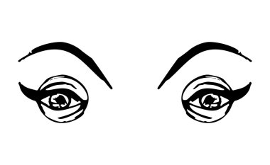 Dişi gözler ve kaşlar. Kadın gözü tasarımı. Vektör illüstrasyonu