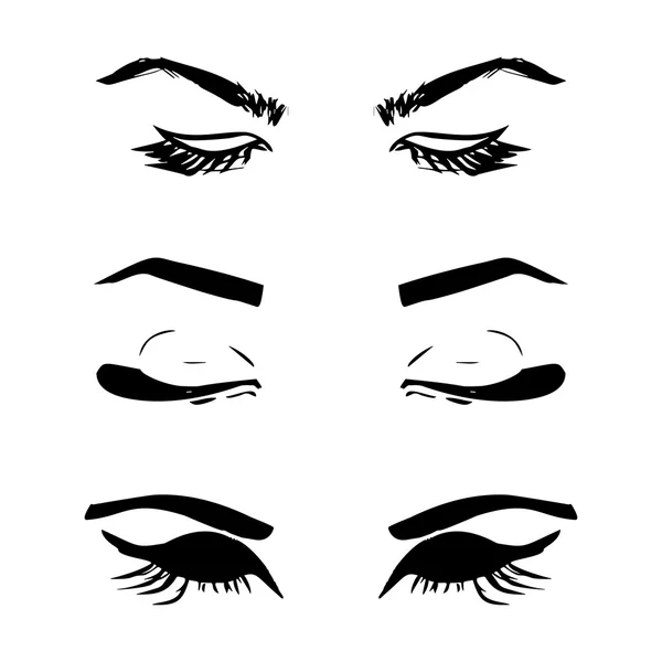 Female Eyes Brows Set Women Eyes Design Vector Illustration — Stock Vector