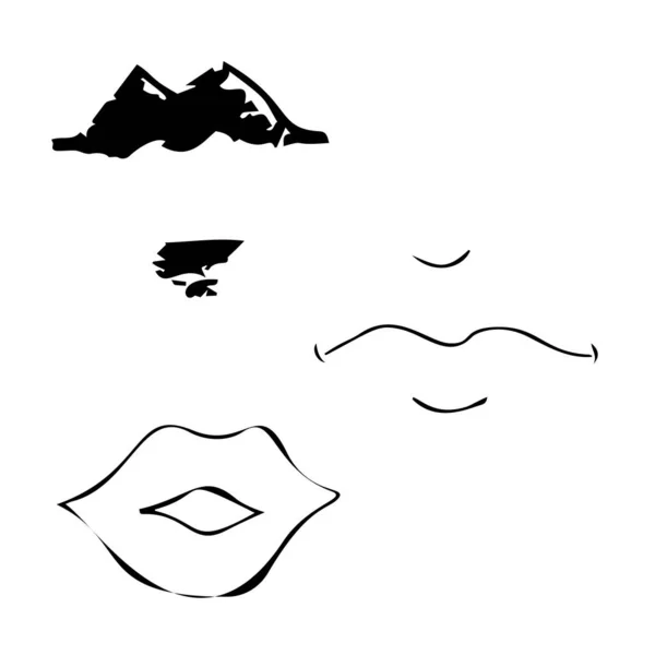 Esboço Lábios Femininos Desenho Desenhado Mão Lábios Mulheres — Vetor de Stock