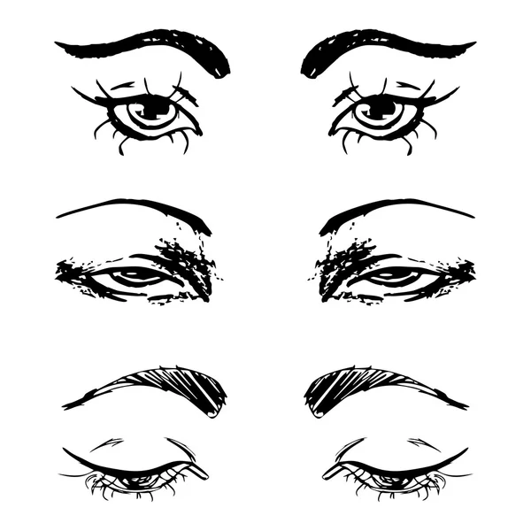 Θηλυκά Μάτια Και Φρύδια Γυναικείο Σχέδιο Ματιών Εικονογράφηση Διανύσματος — Διανυσματικό Αρχείο