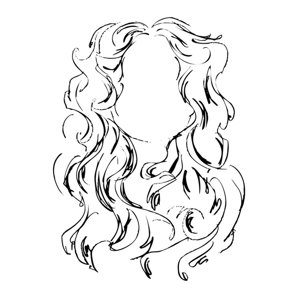 Moda Donna Contorno Volto Silhouette Schizzo Disegnato Mano Sfondo Bianco — Vettoriale Stock