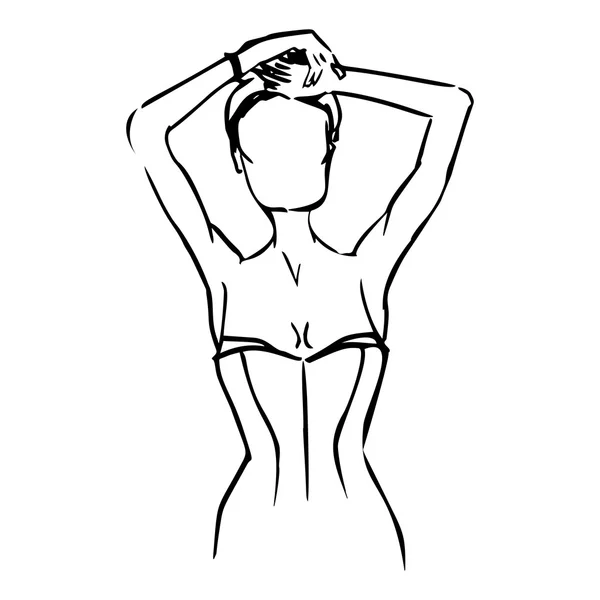 Silueta Cara Del Contorno Mujer Moda Dibujo Dibujado Mano Sobre — Vector de stock