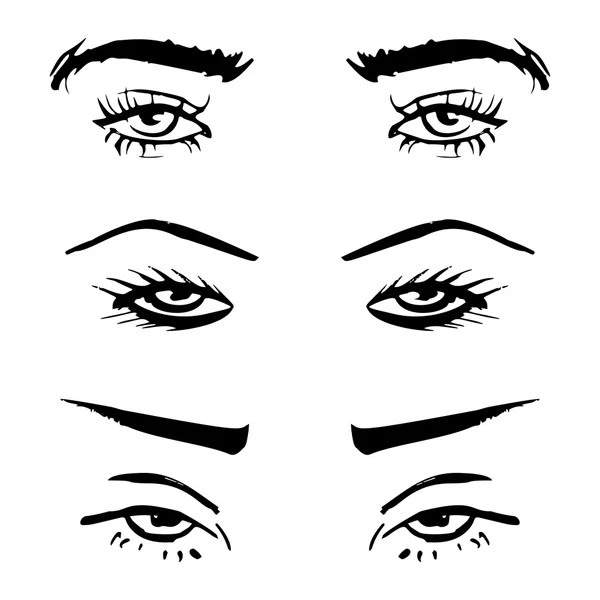 Ojos Femeninos Cejas Puestas Diseño Ojos Mujer Ilustración Vectorial — Archivo Imágenes Vectoriales