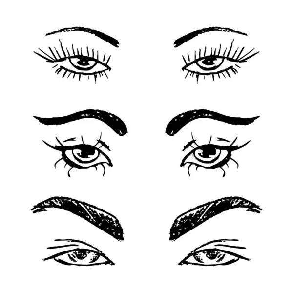 Ojos Femeninos Cejas Puestas Diseño Ojos Mujer Ilustración Vectorial — Vector de stock