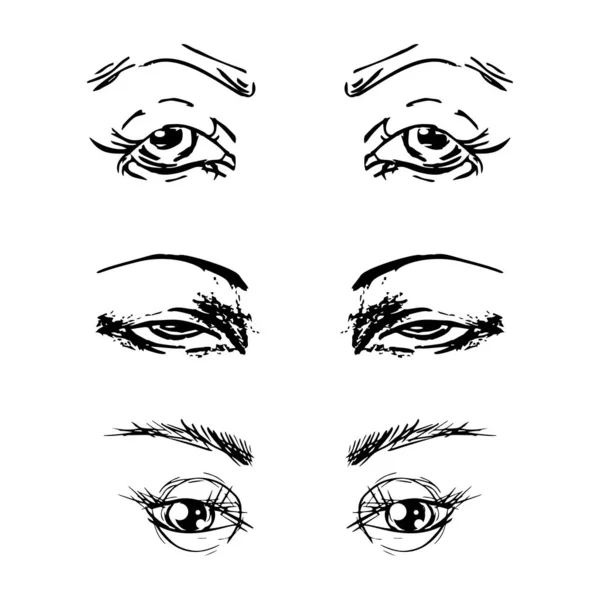 Ojos Femeninos Cejas Puestas Diseño Ojos Mujer Ilustración Vectorial — Archivo Imágenes Vectoriales