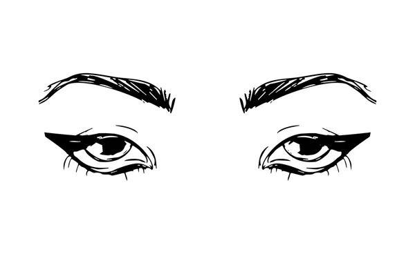 Dişi Gözler Kaşlar Kadın Gözü Tasarımı Vektör Illüstrasyonu — Stok Vektör