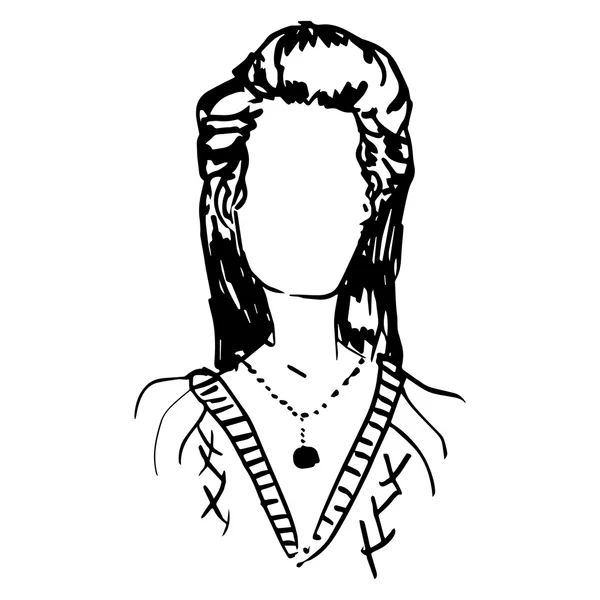 Мода Женщина Контур Лица Силуэт Ручной Рисунок Белом Фоне — стоковый вектор