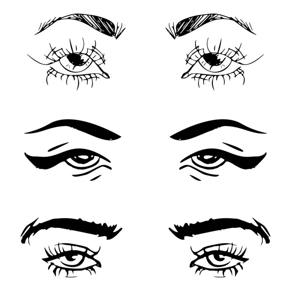 Ojos Femeninos Cejas Puestas Diseño Ojos Mujer Ilustración Vectorial — Archivo Imágenes Vectoriales