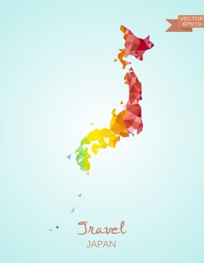 Japonya Haritası düşük Poli
