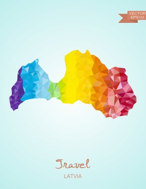 Letonya Haritası düşük Poli