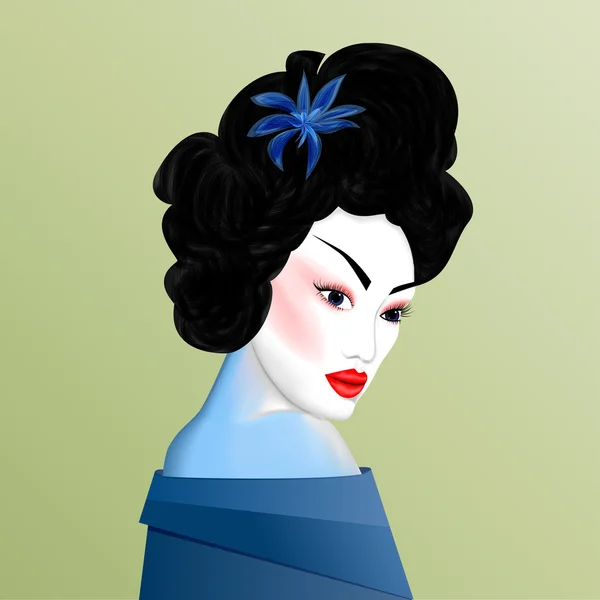 Ilustrasi Geisha yang cantik - Stok Vektor