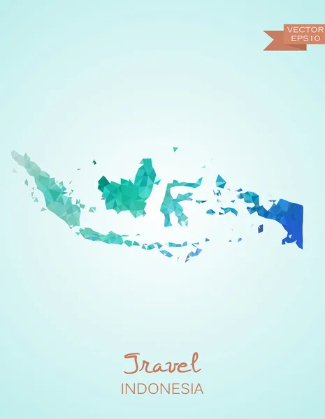 Low Poly mapa de Indonesia — Vector de stock