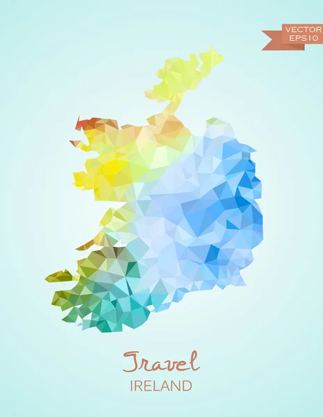 Laag Poly kaart van Ierland — Stockvector