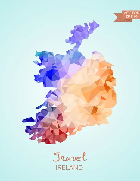 低聚地图爱尔兰 — 图库矢量图片