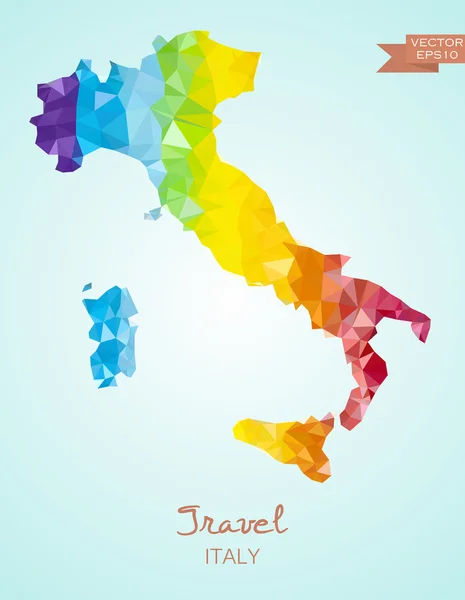 Mappa a basso poli dell'Italia — Vettoriale Stock