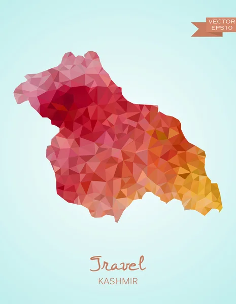 Mapa de Low Poly Kashmir — Vector de stock