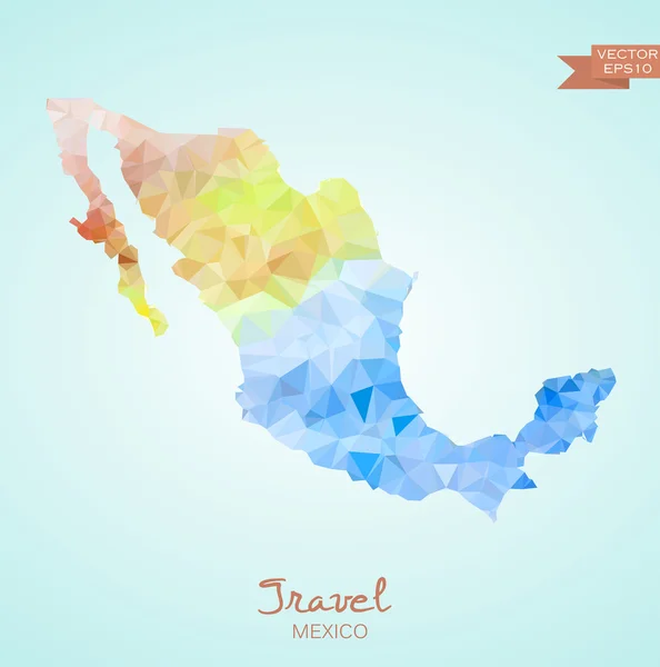 Peta Poly rendah Meksiko - Stok Vektor