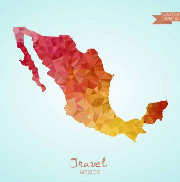 Low Poly mapa de México — Archivo Imágenes Vectoriales