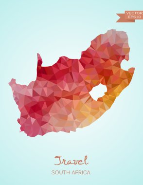 Güney Afrika Haritası düşük Poli