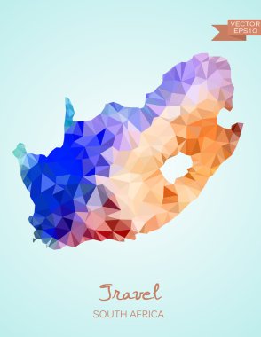 Güney Afrika Haritası düşük Poli