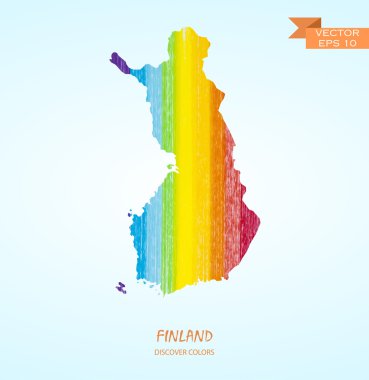 el çekilmiş kalem kontur Finlandiya Haritası