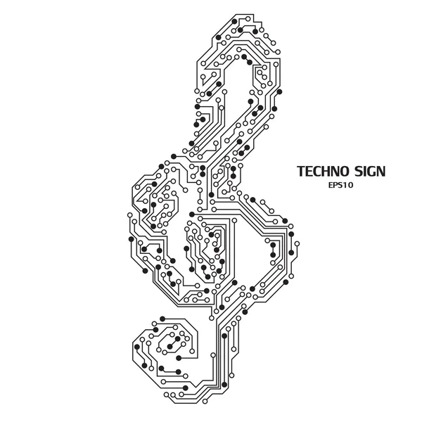 Techno clef no fundo branco — Vetor de Stock