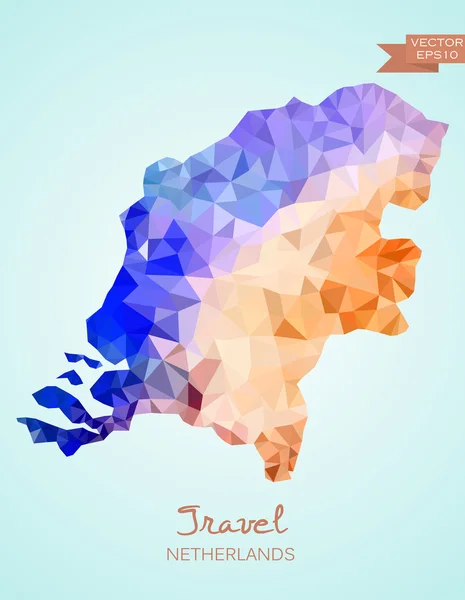 Low Poly map of Netherlands — Stock Vector