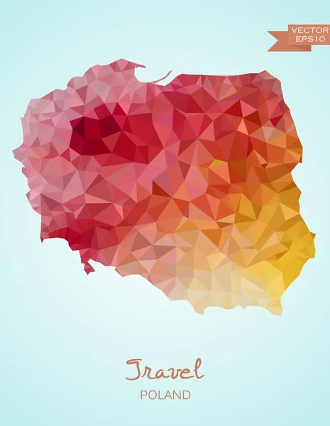 Poly carte basse de la Pologne — Image vectorielle