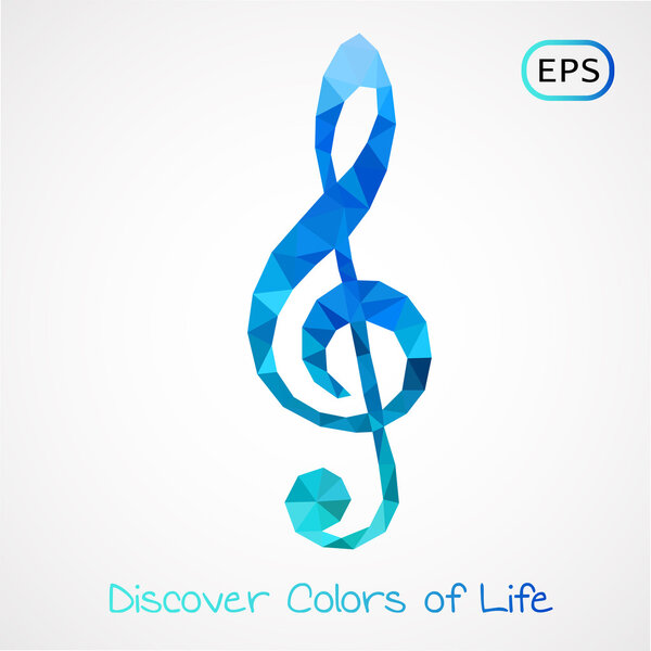 colorful poly style g-clef isolated