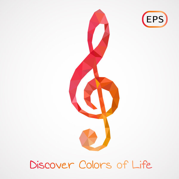 colorful poly style g-clef isolated