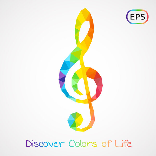 colorful poly style g-clef isolated