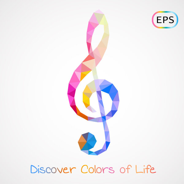 colorful poly style g-clef isolated