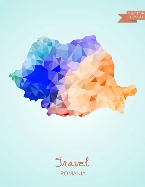 Low Poly carte de La Roumanie — Image vectorielle