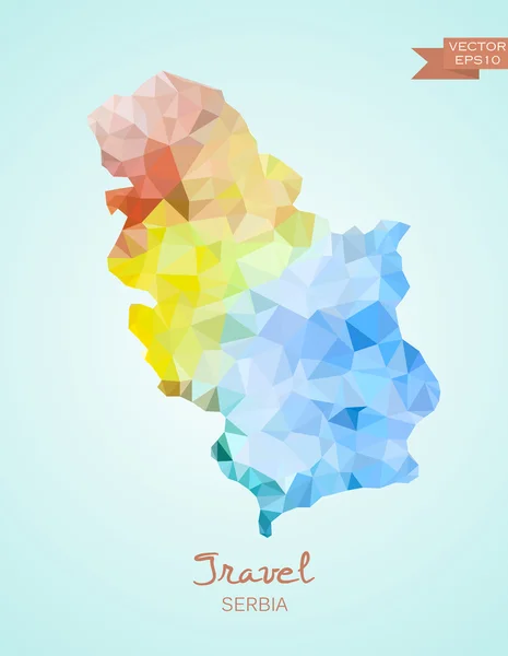 Low Poly map of Serbia — Stock Vector