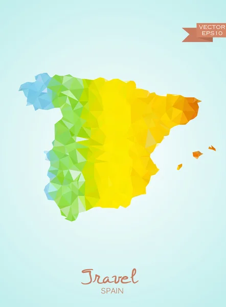 Laag Poly kaart van Spanje — Stockvector