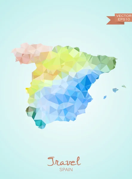 Laag Poly kaart van Spanje — Stockvector